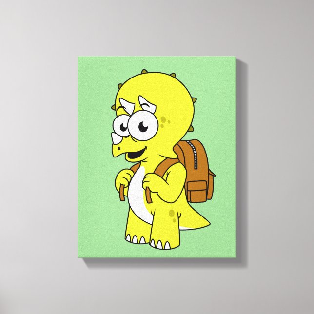 Illustration av triceratops med ryggsäck. canvastryck (Framsida)