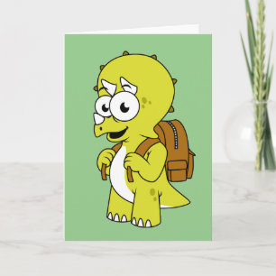 Illustration av triceratops med ryggsäck. kort