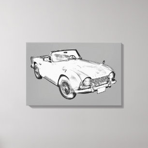 Illustration av triumph Tr4-sportbil Canvastryck