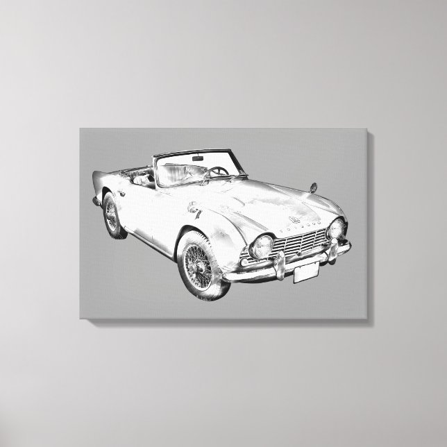 Illustration av triumph Tr4-sportbil Canvastryck (Framsida)