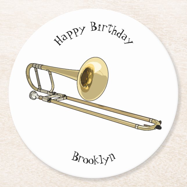 illustration av Trombone-tecknaden Underlägg Papper Rund (Framsidan)