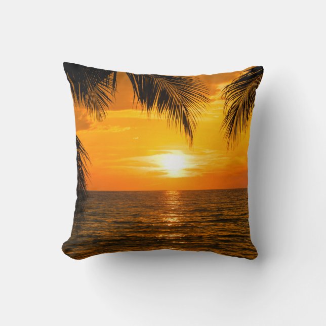 Illustration av Tropical Beach Sunset Handflatan Kudde (Framsida)