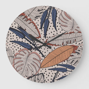 Illustration av Tropical Botanical Fabric Vintage Stor Klocka