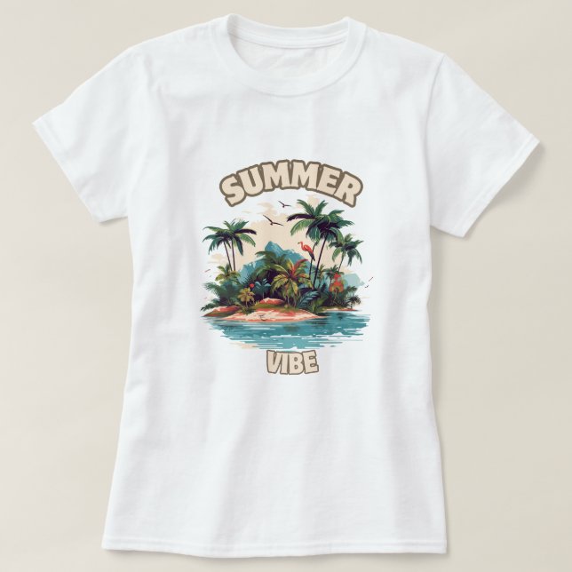 Illustration av Tropical Island Summer Vibe T Shirt (Design framsida)