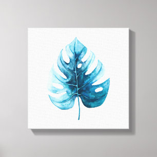 Illustration av Tropical Watercolor Blue Monstera Canvastryck