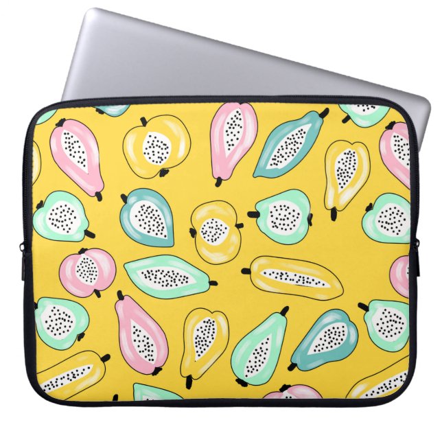 Illustration av tropiska frukter i mönster laptop fodral (Framsidan)