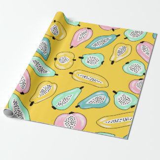 Illustration av tropiska frukter i mönster presentpapper