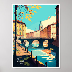 Illustration av Turin Italien Vintage resor Poster