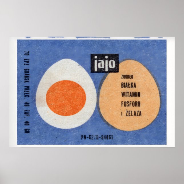 Illustration av två ägg, ett helt Polen Poster (Framsidan)