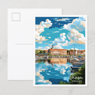 illustration av Vaasa Finland vintage resor Vykort