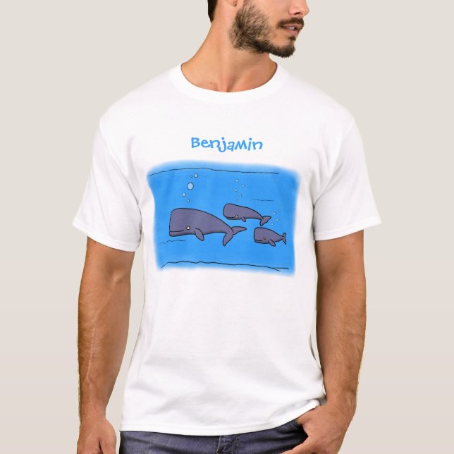 illustration av val för migrerande tecknad t shirt (Framsida)