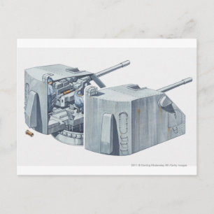 Illustration av vapenturret på ett WW2-batteri Vykort