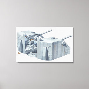 Illustration av vapenturreten på en slagskepp WW2 Canvastryck