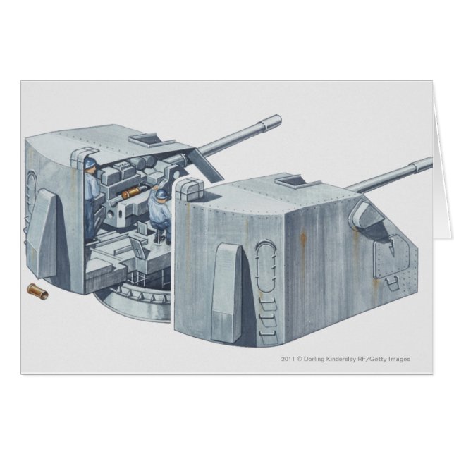 Illustration av vapenturreten på en slagskepp WW2 Hälsningskort (Framsidan Horizontal)