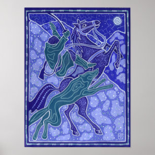 Illustration av Varg för hästringsdjur Poster