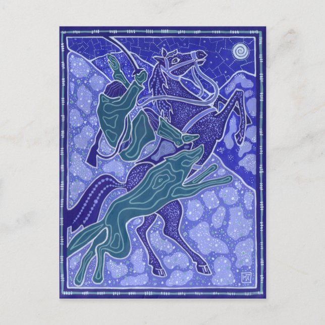 Illustration av Varg för hästringsdjur Vykort (Framsida)