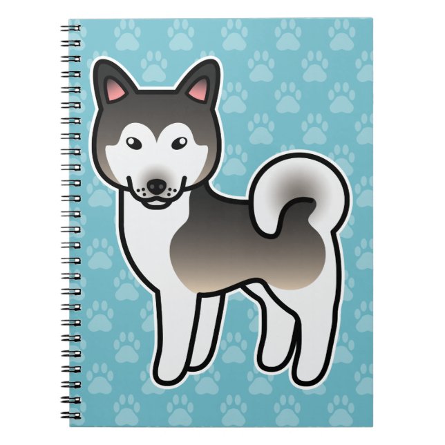 Illustration av varggrå Alaskan Malamute-hund Anteckningsbok (Framsidan)