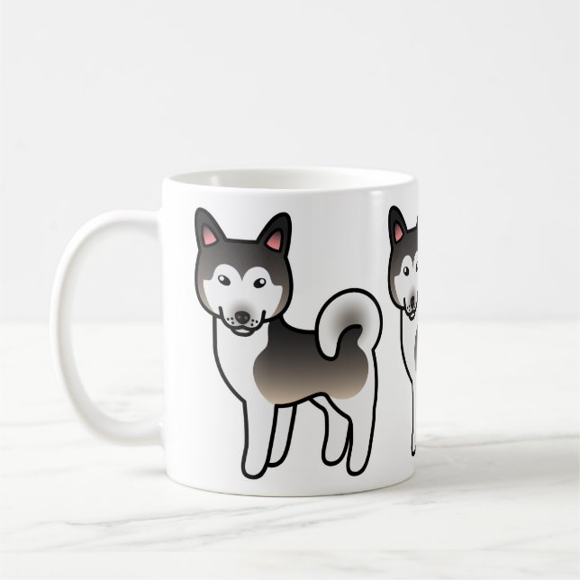 Illustration av varggrå Alaskan Malamute-hund Kaffemugg (Vänster)