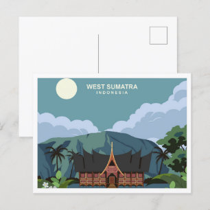 illustration av väster Sumatra Indonesia-resan stä Vykort