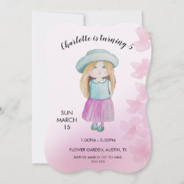 Illustration av vattenfärg för Cute Doll Julkort