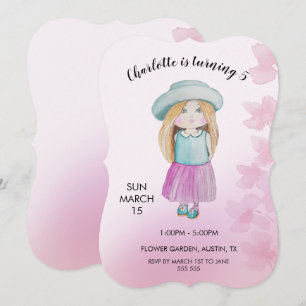 Illustration av vattenfärg för Cute Doll Julkort