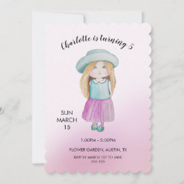 Illustration av vattenfärg för Cute Doll Julkort