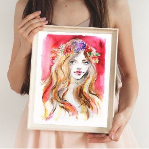 Illustration av vattenfärg Mode i höjdled Poster