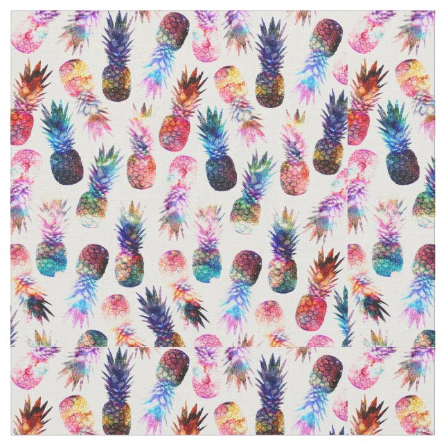 Illustration av vattenfärg och Nebula Pineapples Tyg (Närbild)