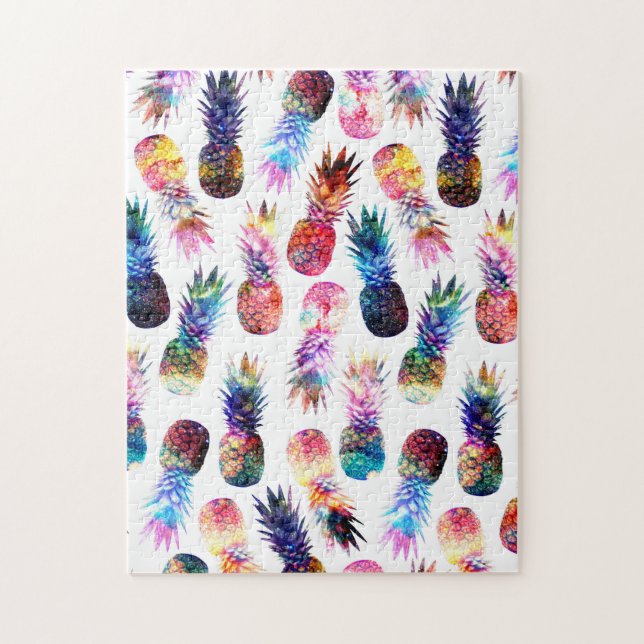 illustration av vattenfärg och nebulanananas pussel (Vertikal)