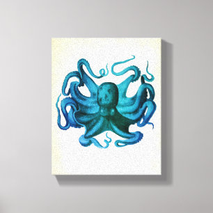Illustration av vattenfärg, oktopus canvastryck