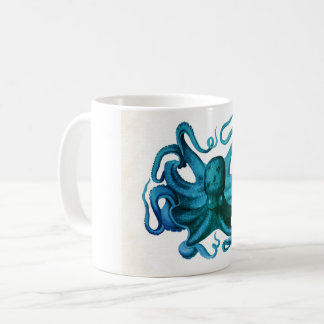 Illustration av vattenfärg, oktopus kaffemugg