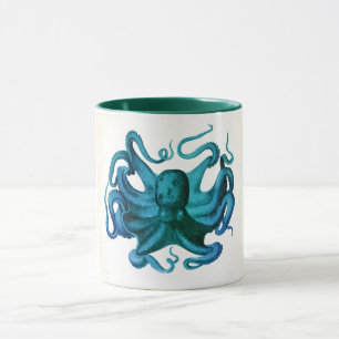 Illustration av vattenfärg, oktopus mugg
