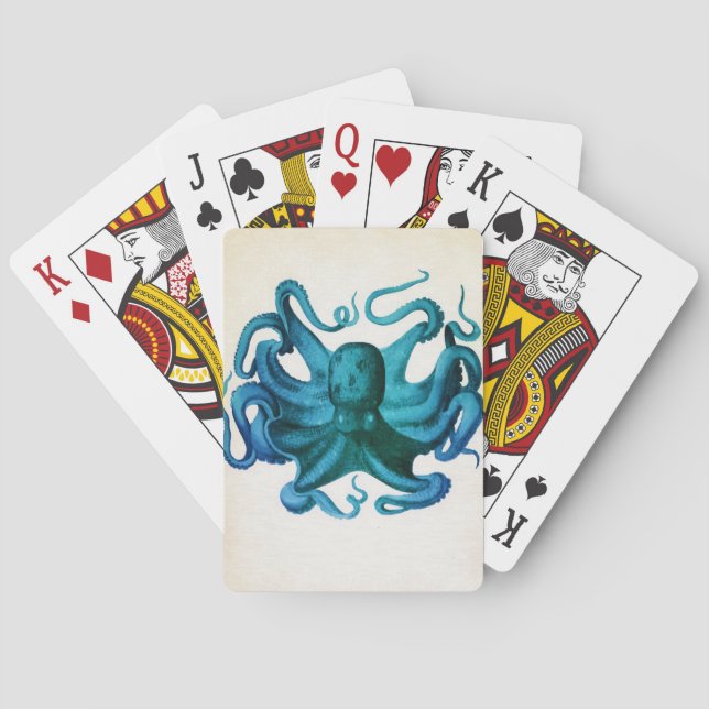 Illustration av vattenfärg, oktopus spel kort (Baksidan)