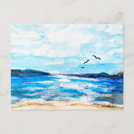 Illustration av vattenfärg vid horisontell zon helg vykort