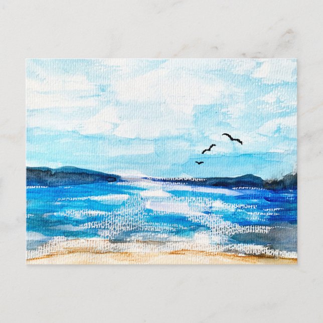 Illustration av vattenfärg vid horisontell zon helg vykort (Framsida)