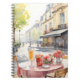 illustration av vattenfärgen chic Parisian Cafe Anteckningsbok