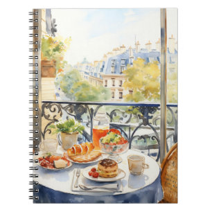 illustration av vattenfärgen chic Parisian Cafe Anteckningsbok