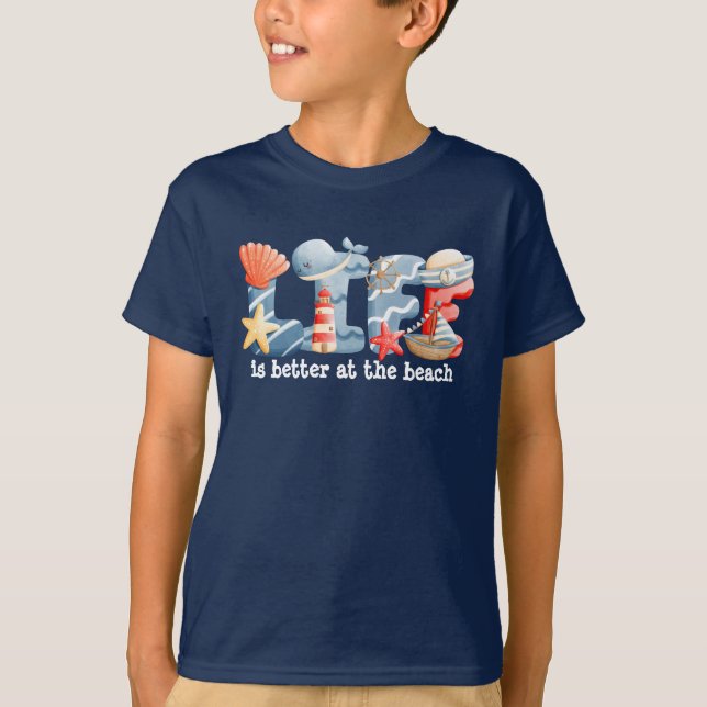 Illustration av vattenfärgen Nautical Lettering T Shirt (Framsida)