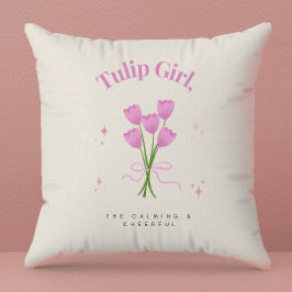 Illustration av vattenfärgen Rosa Tulip Flower Kudde