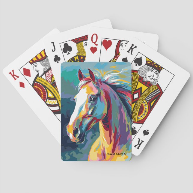 Illustration av vattenfärger, horse huvud casinokort (Baksidan)