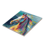 Illustration av vattenfärger, horse huvud kakelplatta<br><div class="desc">En vacker vattenfärgad illustration av hästens huvud i en popkonst stil.</div>