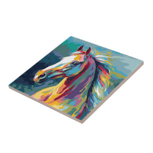 Illustration av vattenfärger, horse huvud kakelplatta