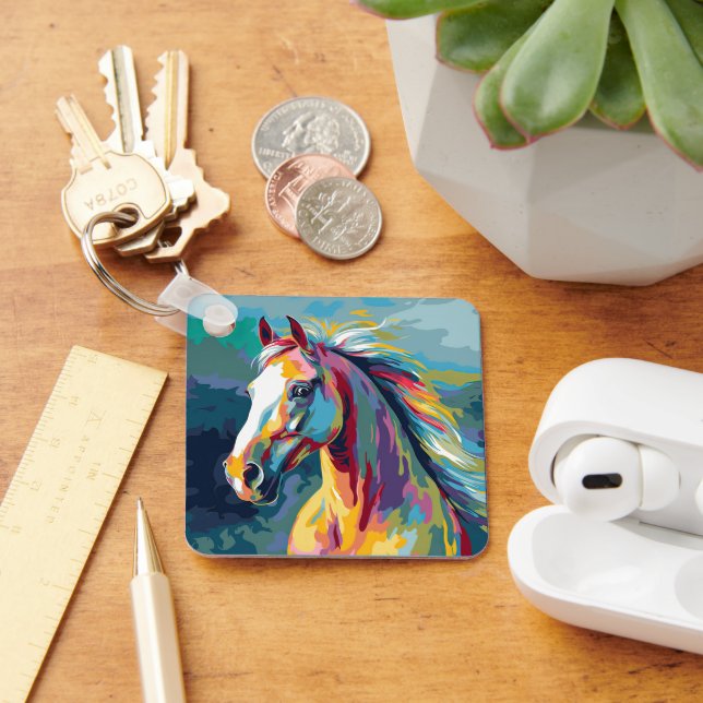 Illustration av vattenfärger, horse huvud nyckelring (Skrivbord)