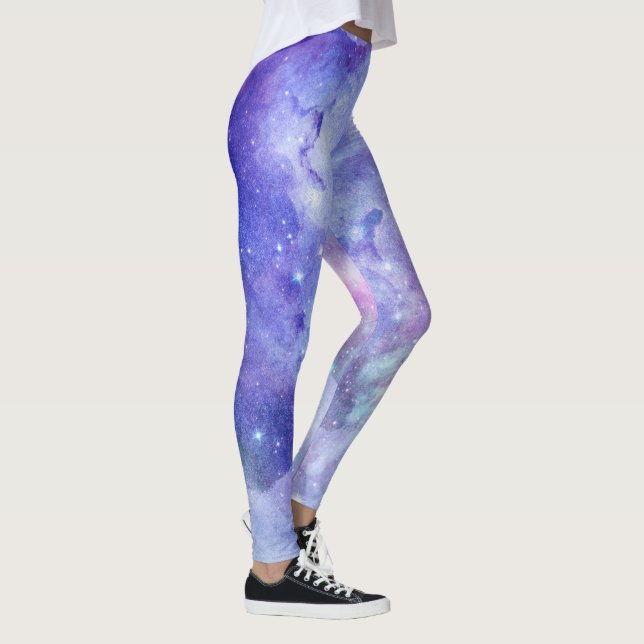 Illustration av vattenfärger i djupt utrymme leggings (Höger)