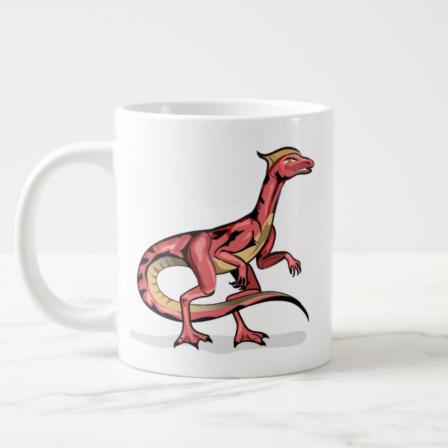 Illustration av Velociraptor. Jumbo Mugg (Vänster)