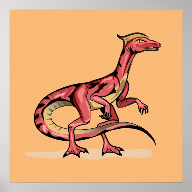 Illustration av Velociraptor. Poster (Framsidan)