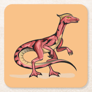 Illustration av Velociraptor. Underlägg Papper Kvadrat