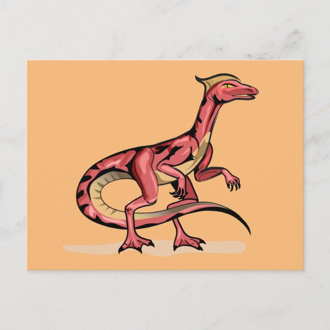 Illustration av Velociraptor. Vykort (Framsida)