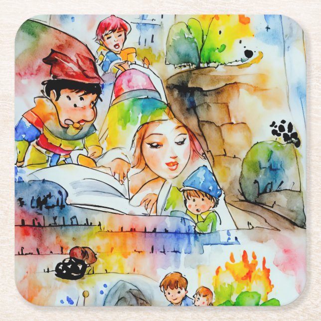 Illustration av vetemisk älvsål underlägg papper kvadrat (Framsidan)