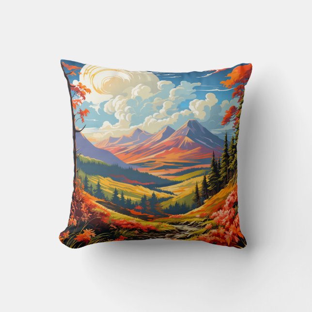 Illustration av vibrant Scenia Valley Ligcape Kudde (Framsida)